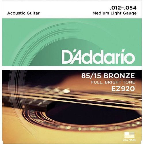 D'Addario EZ920 American Bronze 85/15 (12-54) Комплект струн для акустической гитары.